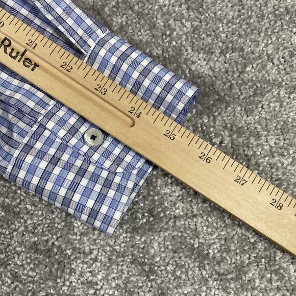 Untuckit Dress Shirt Mens XXL Wrinkle Free Plaid Cotton Button Up Workwear Blue - Picture 12 of 13